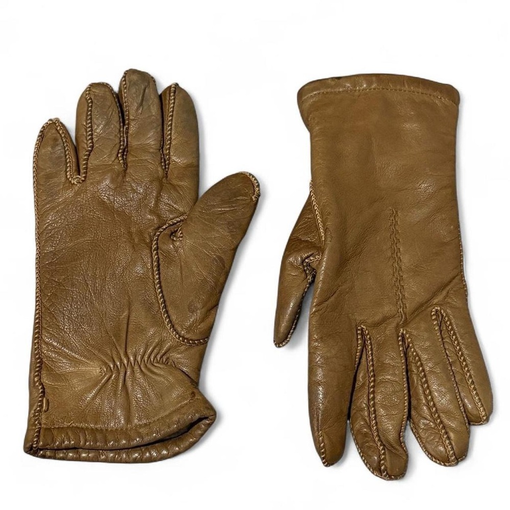 Vintage leather gloves with cashmere thermal lining